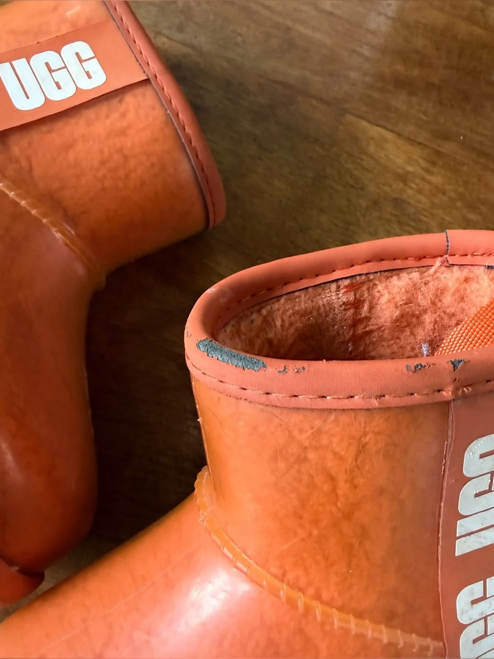 Ugg Shearling Lined Clear Orange Waterproof Mini Rain Boots Toddler 10